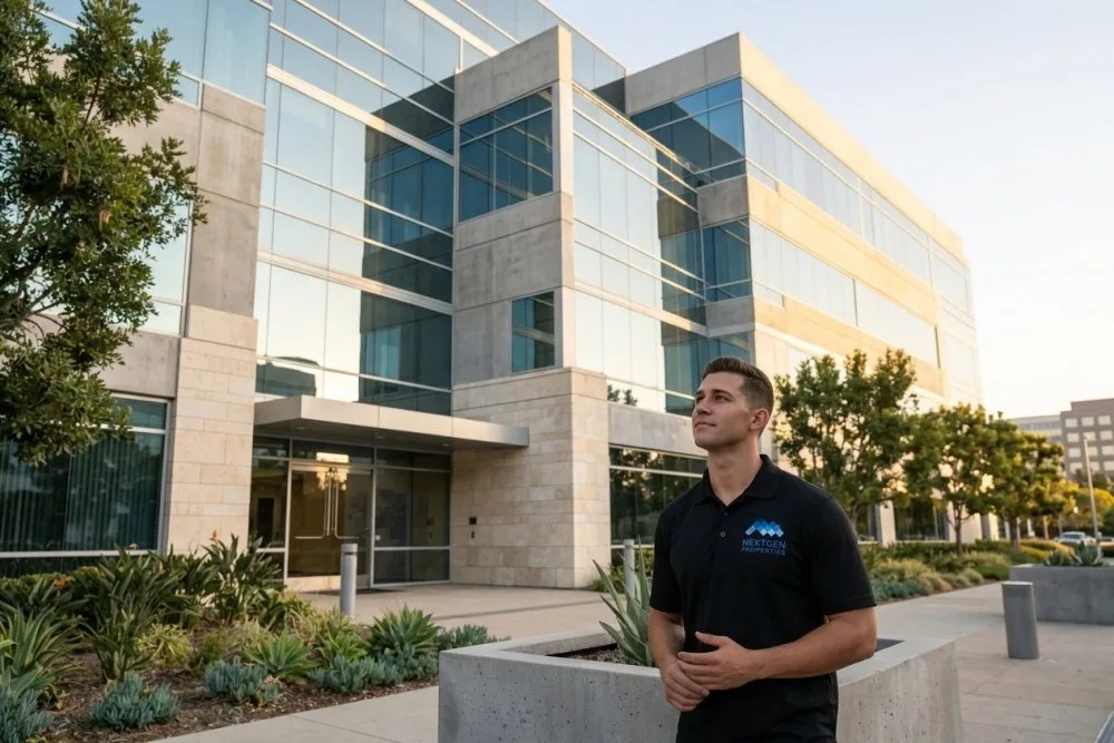 Modern Irvine office building exterior showing architectural potential for residential conversion