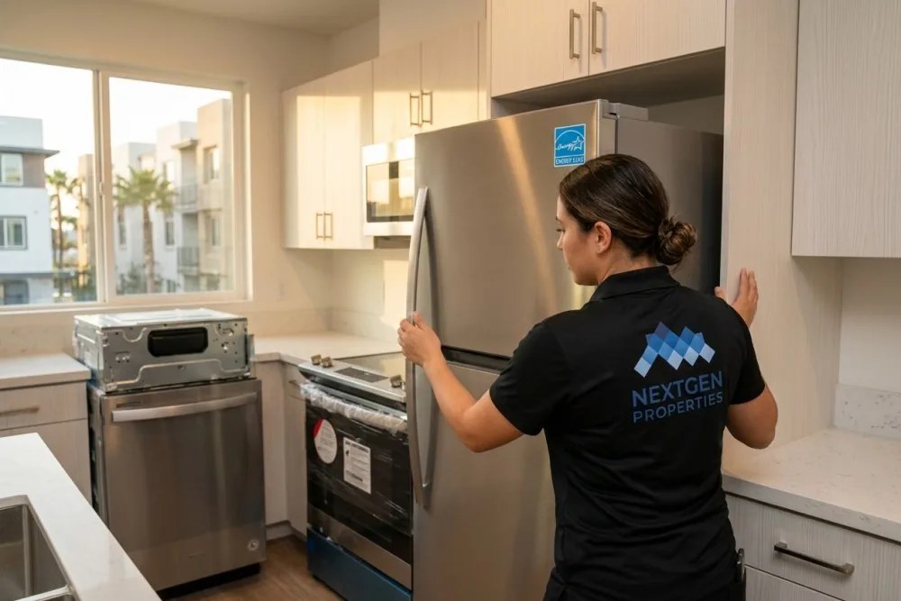 ENERGY STAR certified appliances being installed in Orange County multifamily unit