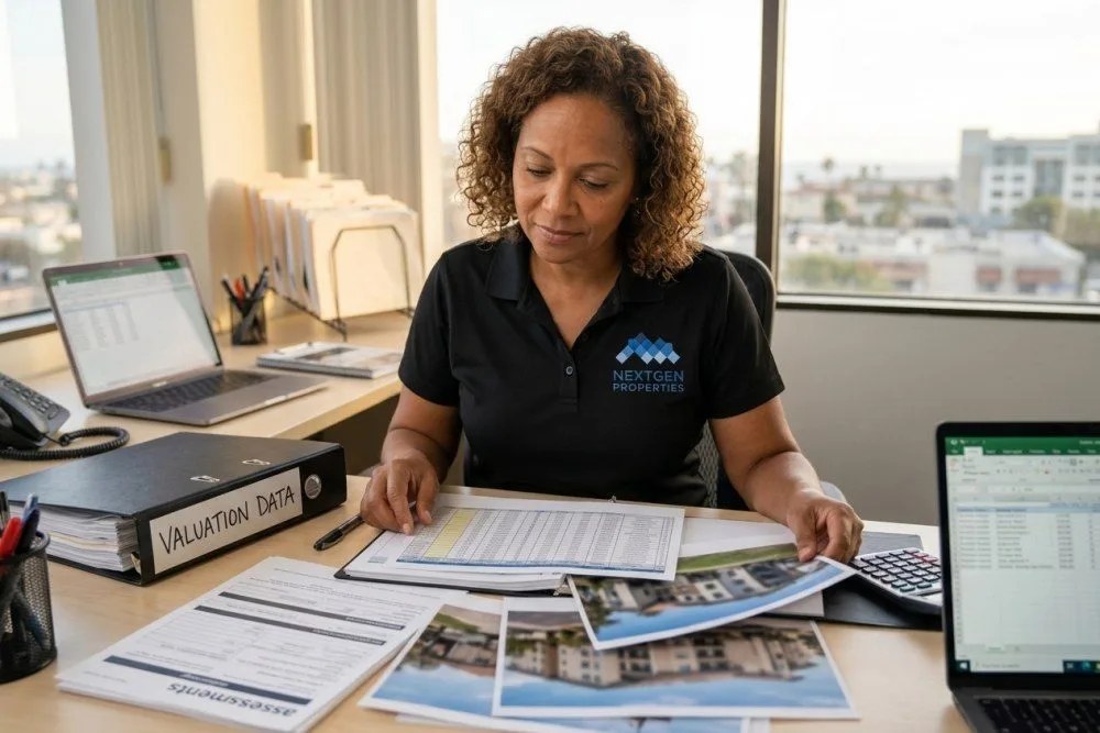 Orange County property assessor reviewing multifamily development valuation documents