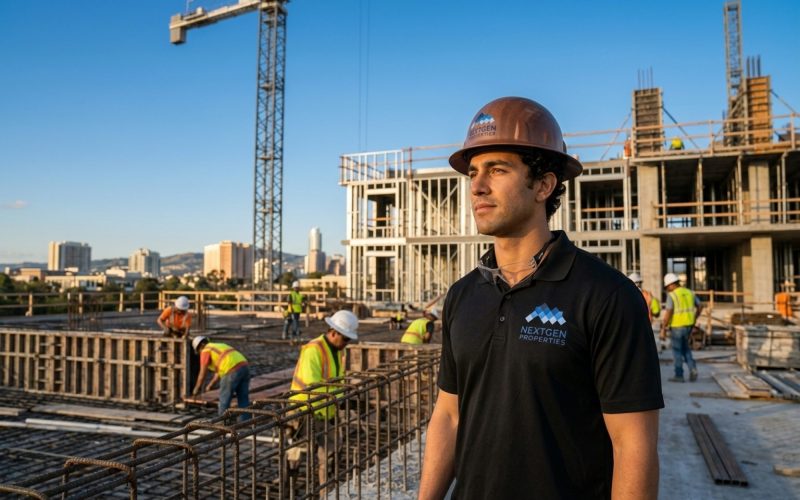 Texas multifamily apartment building under construction with cost analysis overlay