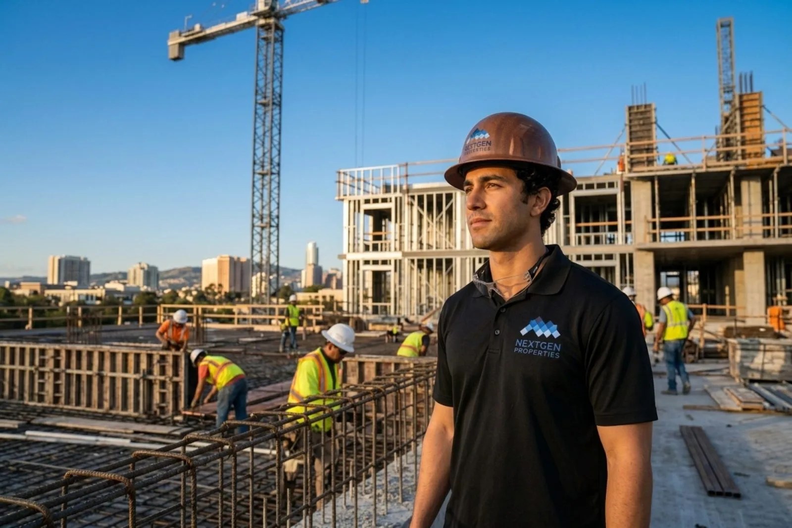 Texas multifamily apartment building under construction with cost analysis overlay