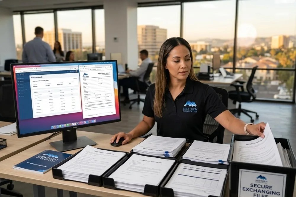Qualified intermediary professional organizing 1031 exchange documentation and fund transfers