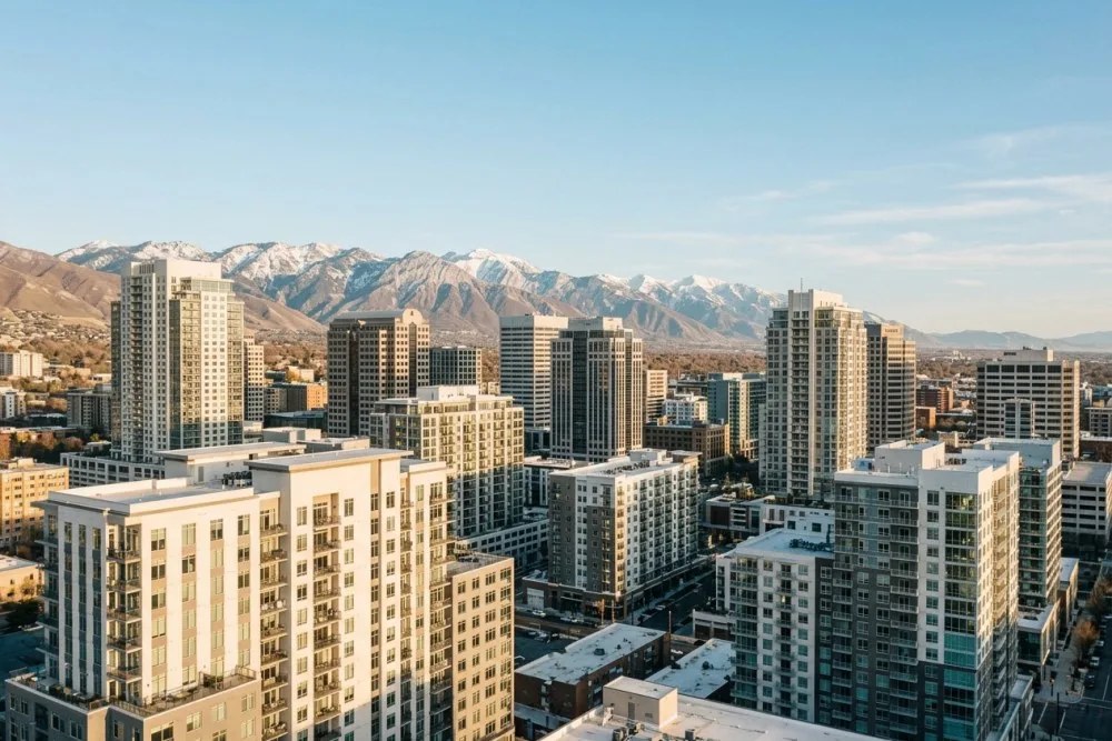 Salt Lake City downtown skyline with modern apartment buildings