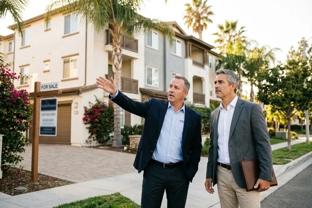 Investor and broker viewing replacement property 1031 exchange Orange County California