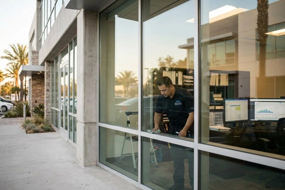 California FTB office building with tax forms and monitoring screens showing out-of-state property tracking