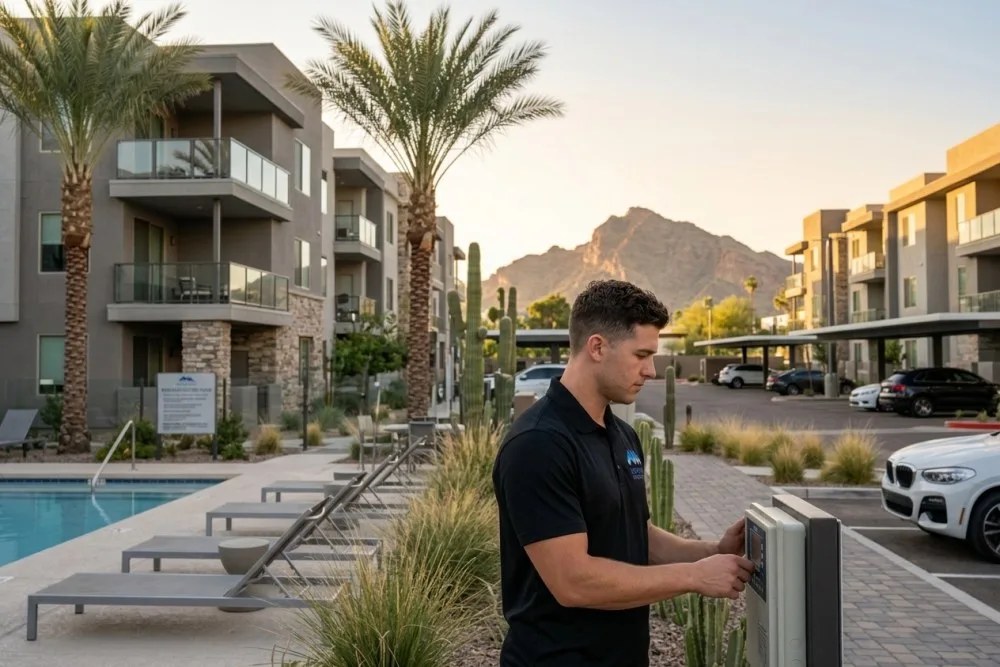 Phoenix multifamily investment property with modern amenities and desert landscaping