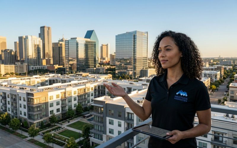 Dallas skyline with multifamily apartment buildings representing 2026 cap rate submarkets