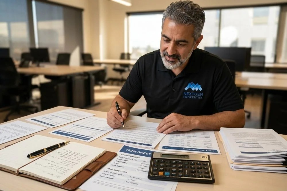 Commercial loan documents and calculator showing Nevada multifamily financing terms