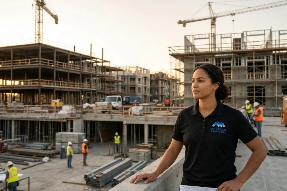 Orange County multifamily construction site showing delayed timeline with construction equipment