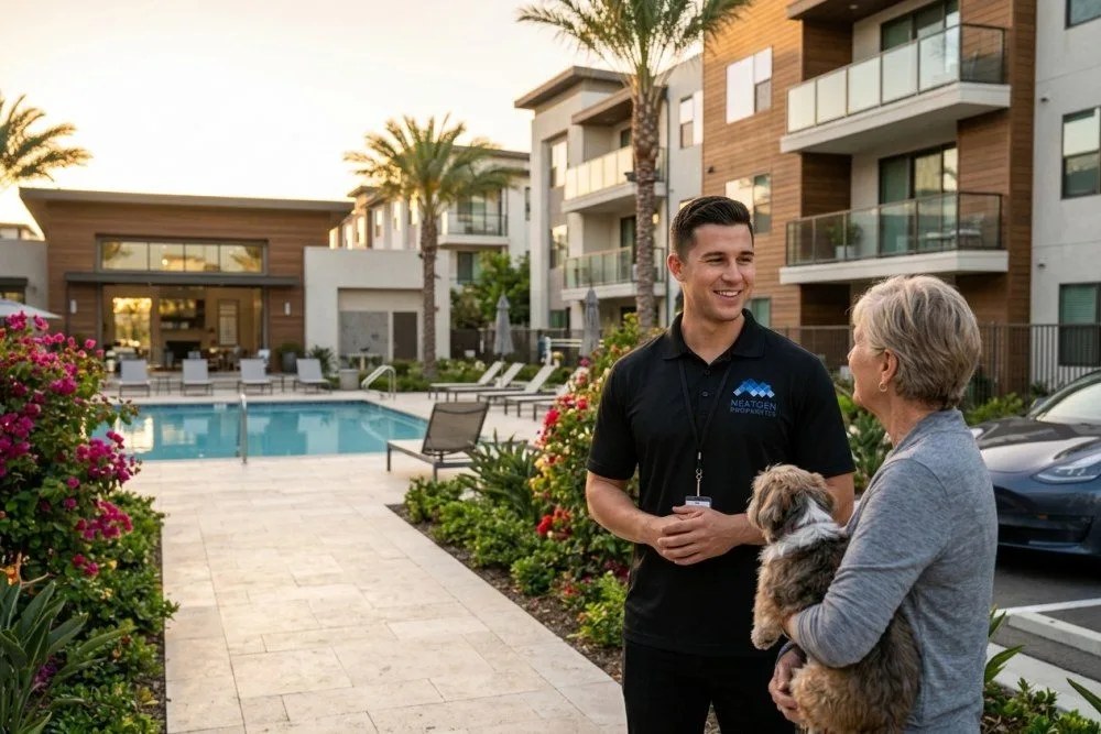 Upscale Irvine apartment community with modern amenities and professional landscaping