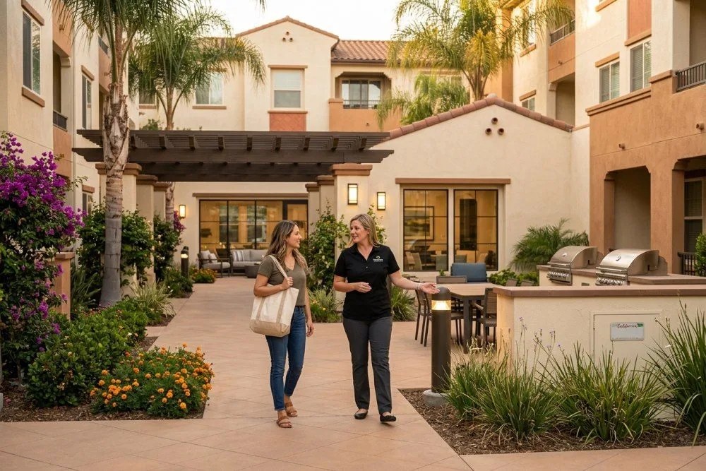 Well-maintained Class B apartment complex with updated exteriors and landscaping in Orange County