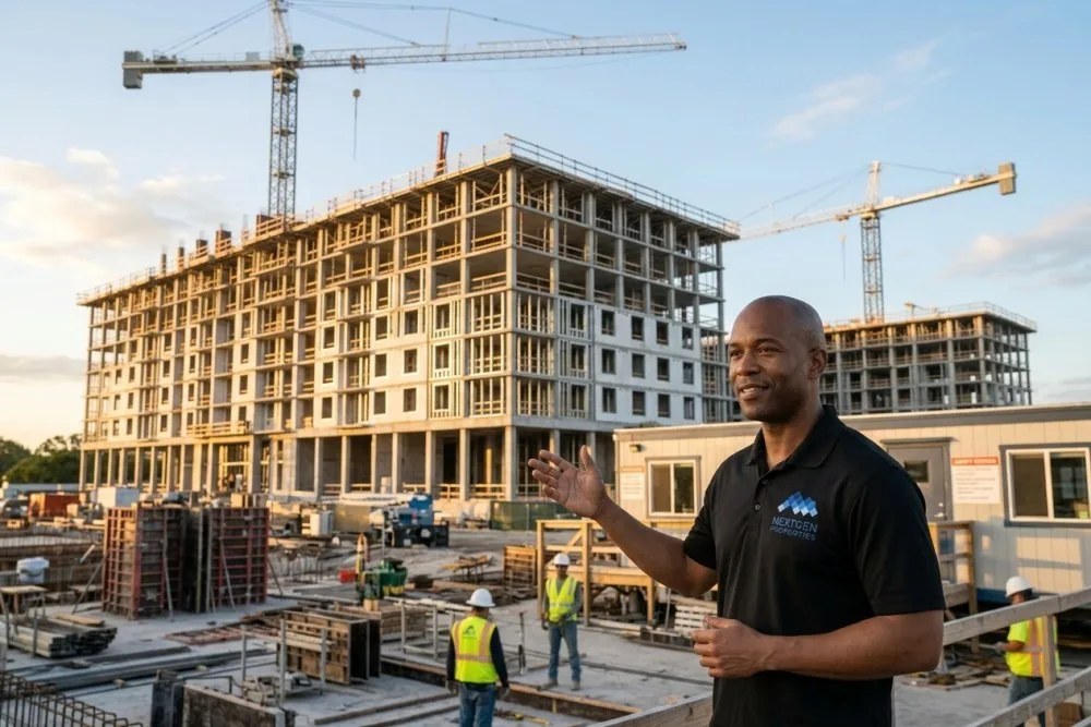 Tampa Westshore multifamily development under construction with cranes and modern design