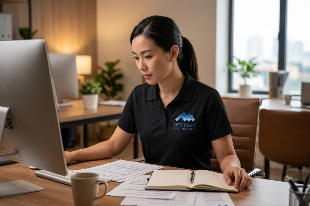 NextGen Properties property manager reviewing portable tenant screening report